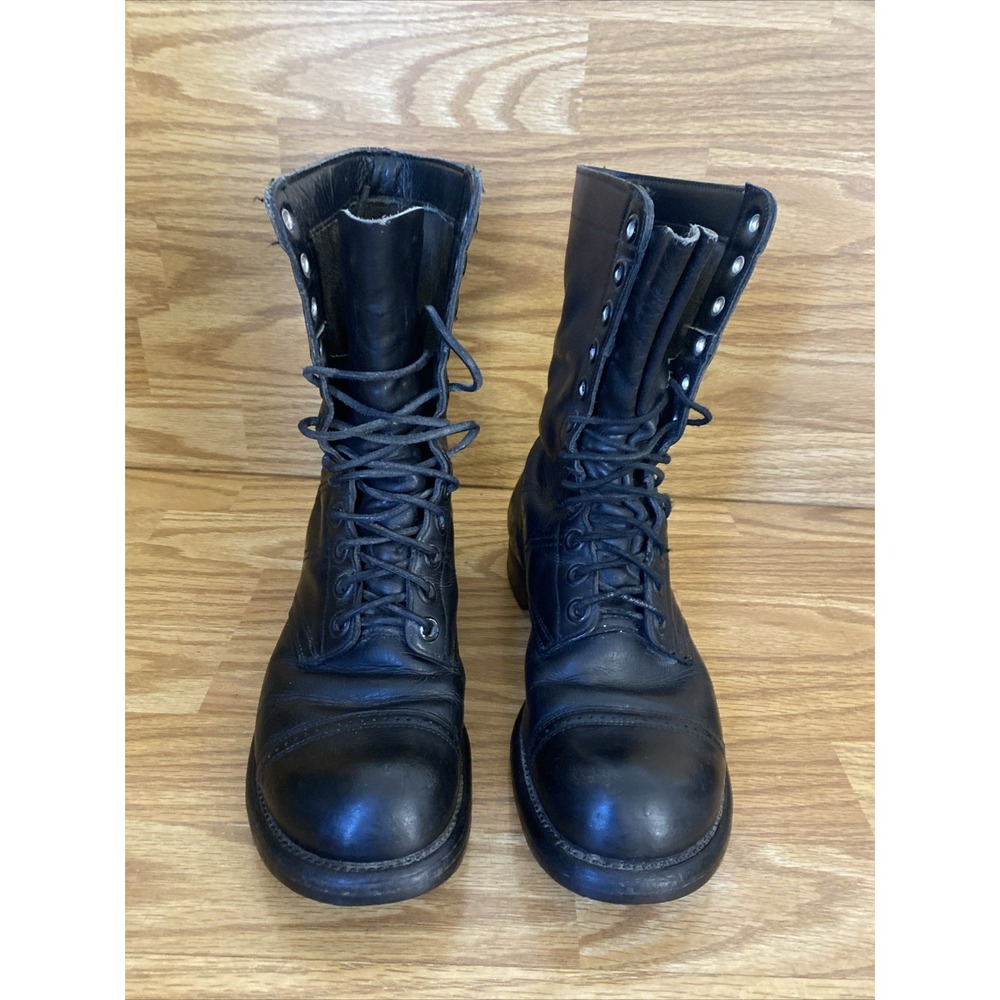 Vintage Hermans Shoes And Boots Paratrooper Black Leather Boots Men's Size 10 E